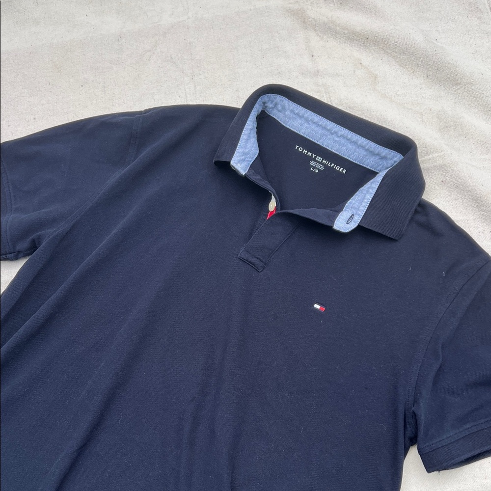 Tommy Hilfiger Men's Dark Navy Polo with Contrast Collar